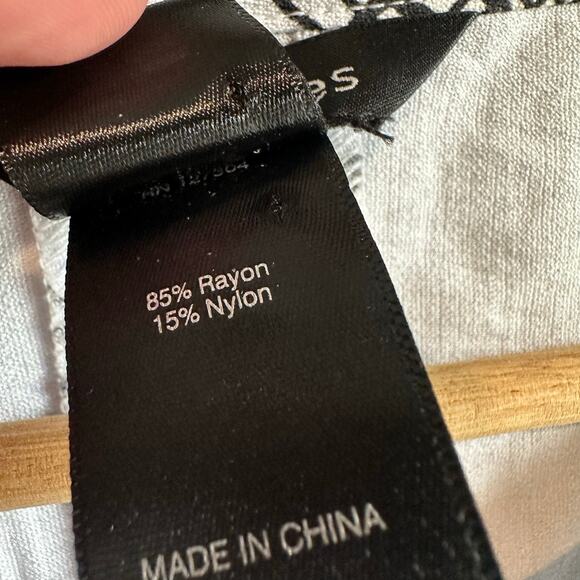 Ali Miles Mandarin Collar Tunic 3/4 Sleeve Button Front Blouse Top L City Print - Picture 10 of 12